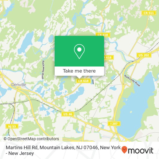 Mapa de Martins Hill Rd, Mountain Lakes, NJ 07046