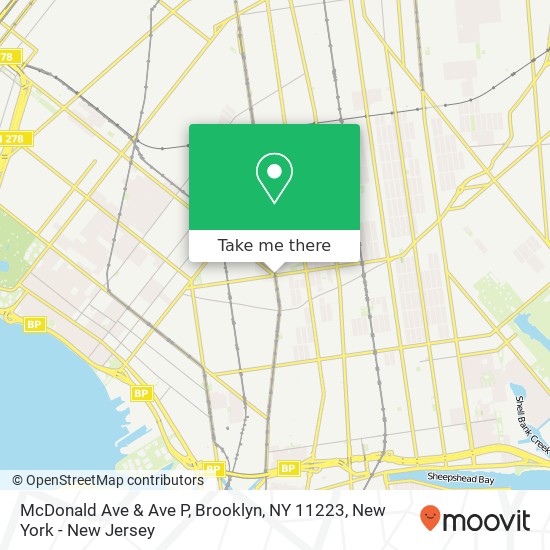 Mapa de McDonald Ave & Ave P, Brooklyn, NY 11223