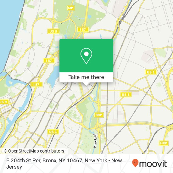 Mapa de E 204th St Per, Bronx, NY 10467