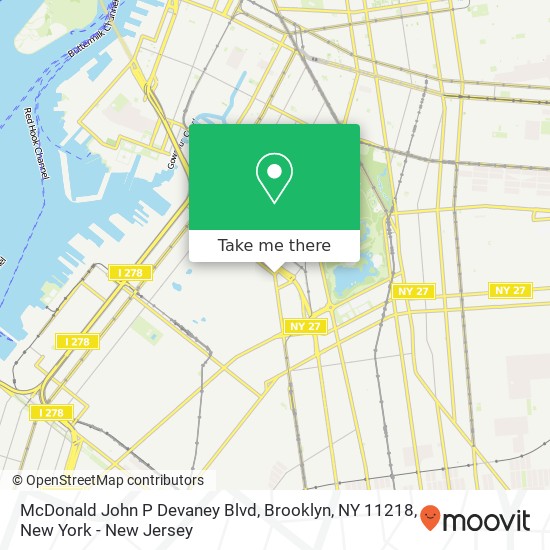 Mapa de McDonald John P Devaney Blvd, Brooklyn, NY 11218