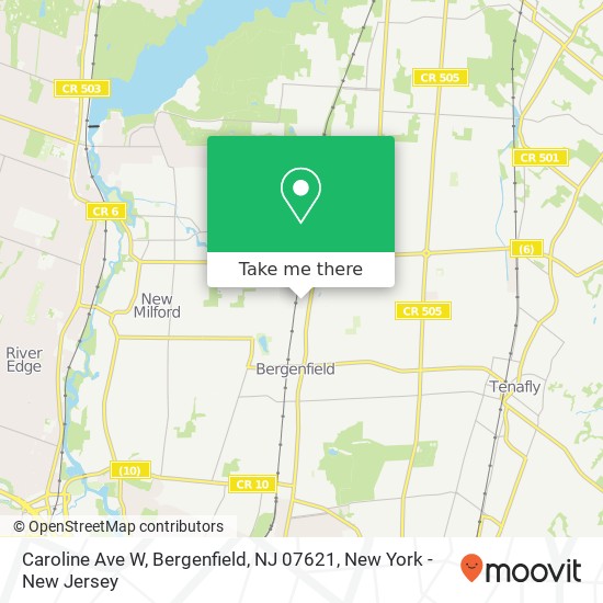 Mapa de Caroline Ave W, Bergenfield, NJ 07621