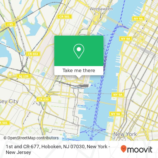 Mapa de 1st and CR-677, Hoboken, NJ 07030