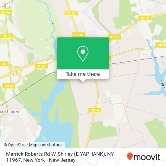 Mapa de Merrick Roberts Rd W, Shirley (E YAPHANK), NY 11967