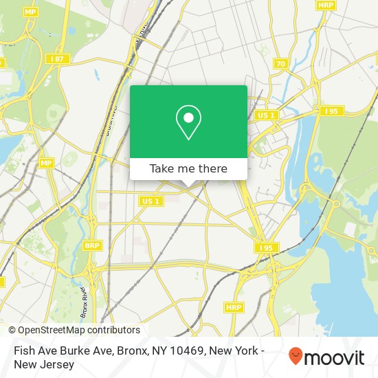Mapa de Fish Ave Burke Ave, Bronx, NY 10469