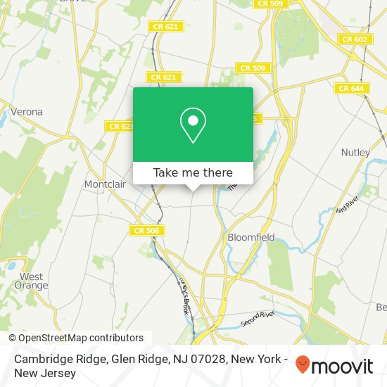 Mapa de Cambridge Ridge, Glen Ridge, NJ 07028