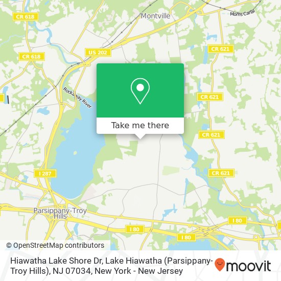 Hiawatha Lake Shore Dr, Lake Hiawatha (Parsippany-Troy Hills), NJ 07034 map