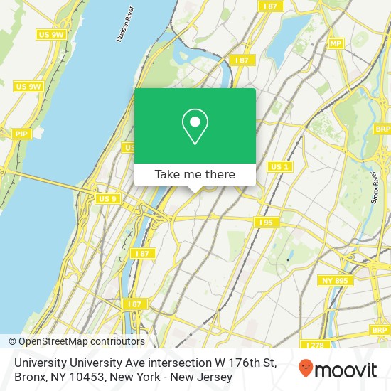Mapa de University University Ave intersection W 176th St, Bronx, NY 10453