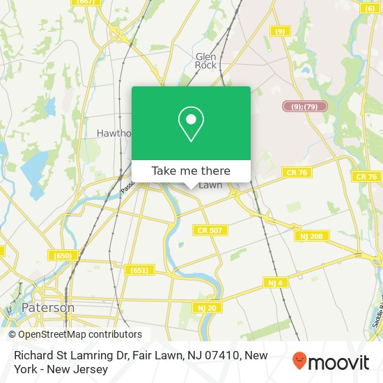 Mapa de Richard St Lamring Dr, Fair Lawn, NJ 07410