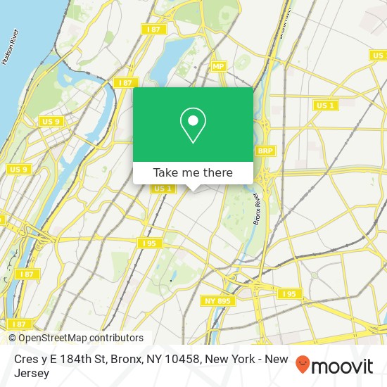 Mapa de Cres y E 184th St, Bronx, NY 10458