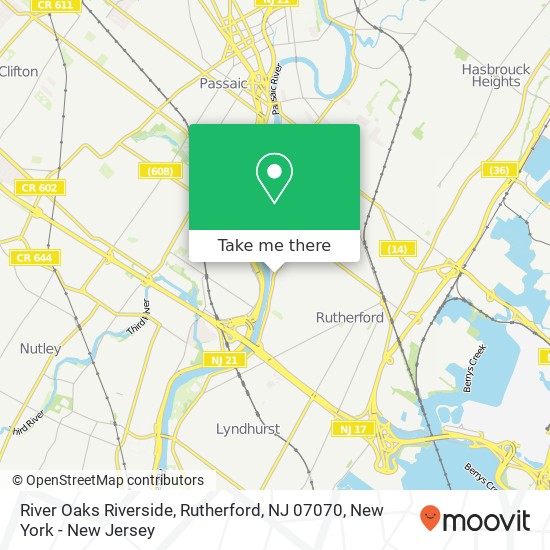 Mapa de River Oaks Riverside, Rutherford, NJ 07070