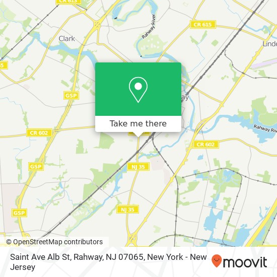 Mapa de Saint Ave Alb St, Rahway, NJ 07065
