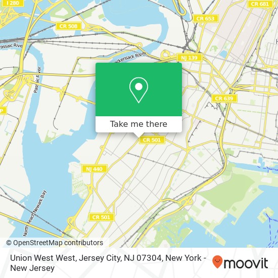 Mapa de Union West West, Jersey City, NJ 07304