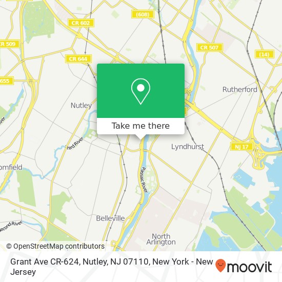 Grant Ave CR-624, Nutley, NJ 07110 map