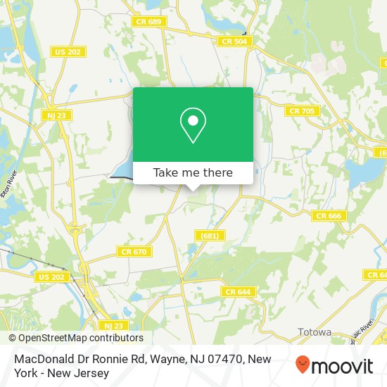 MacDonald Dr Ronnie Rd, Wayne, NJ 07470 map