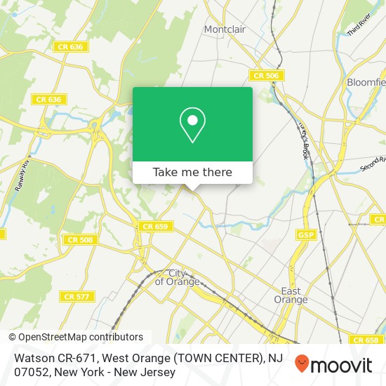 Watson CR-671, West Orange (TOWN CENTER), NJ 07052 map