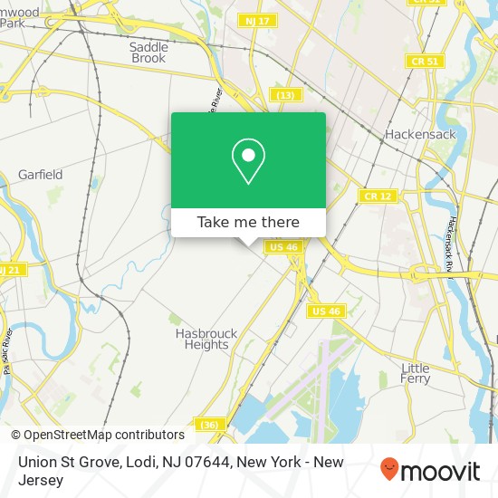 Mapa de Union St Grove, Lodi, NJ 07644