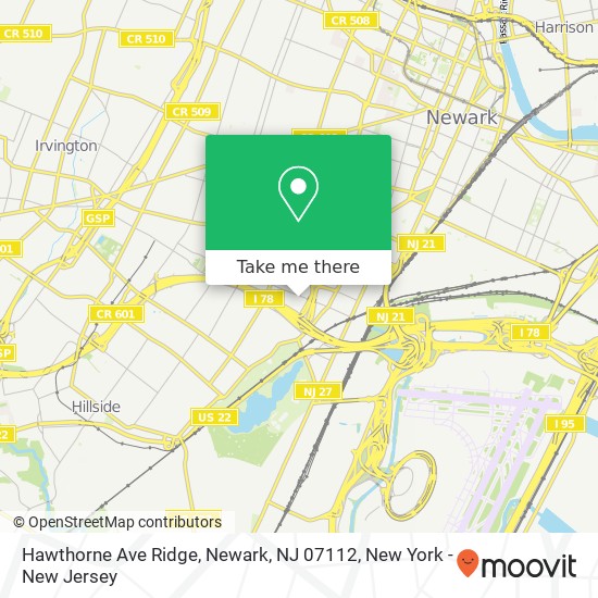 Mapa de Hawthorne Ave Ridge, Newark, NJ 07112