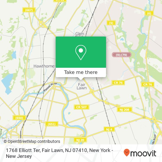 Mapa de 1768 Elliott Ter, Fair Lawn, NJ 07410