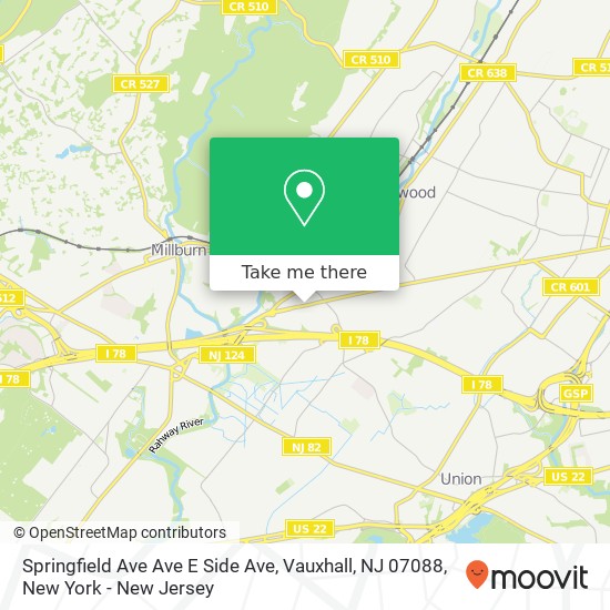 Springfield Ave Ave E Side Ave, Vauxhall, NJ 07088 map