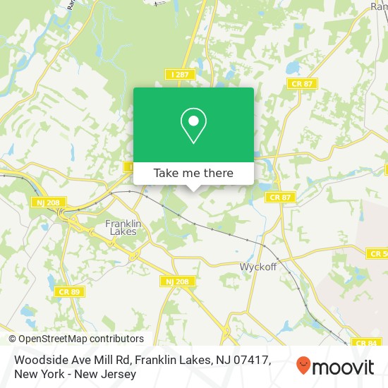 Woodside Ave Mill Rd, Franklin Lakes, NJ 07417 map