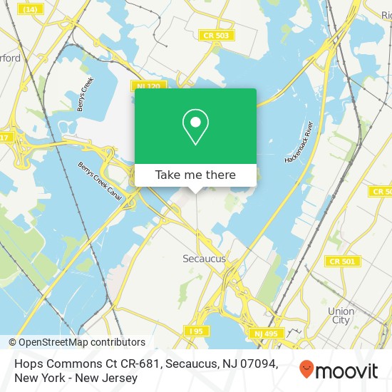 Mapa de Hops Commons Ct CR-681, Secaucus, NJ 07094