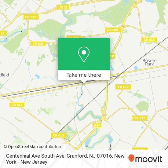 Centennial Ave South Ave, Cranford, NJ 07016 map