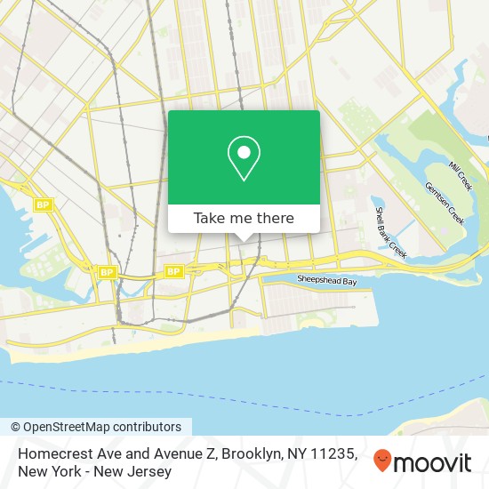 Mapa de Homecrest Ave and Avenue Z, Brooklyn, NY 11235