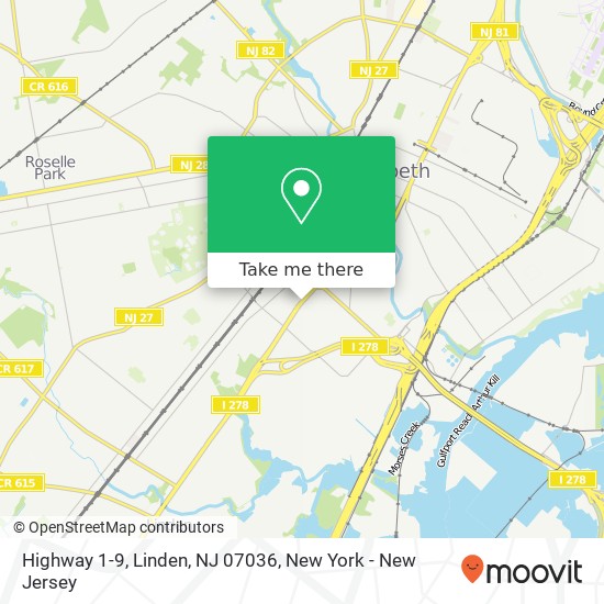 Mapa de Highway 1-9, Linden, NJ 07036