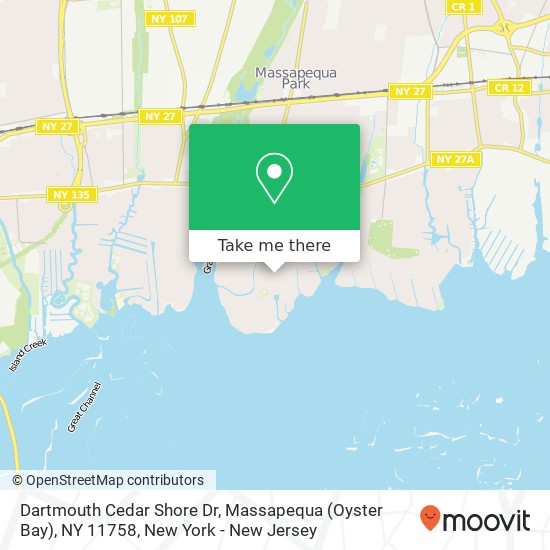 Dartmouth Cedar Shore Dr, Massapequa (Oyster Bay), NY 11758 map