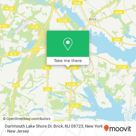 Mapa de Dartmouth Lake Shore Dr, Brick, NJ 08723