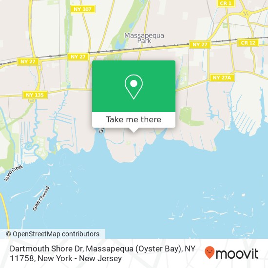 Mapa de Dartmouth Shore Dr, Massapequa (Oyster Bay), NY 11758