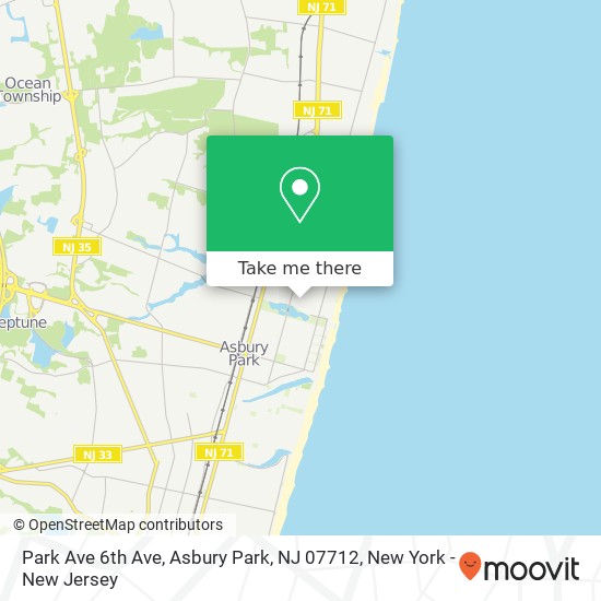Mapa de Park Ave 6th Ave, Asbury Park, NJ 07712