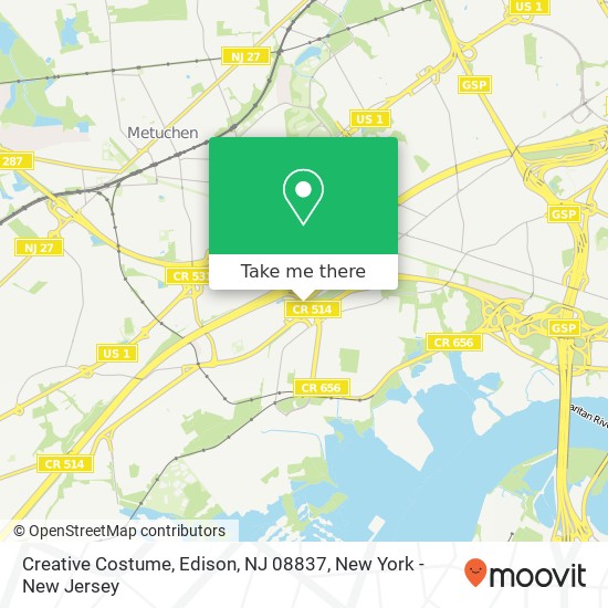 Mapa de Creative Costume, Edison, NJ 08837