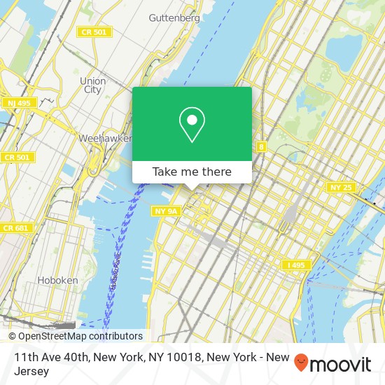 Mapa de 11th Ave 40th, New York, NY 10018