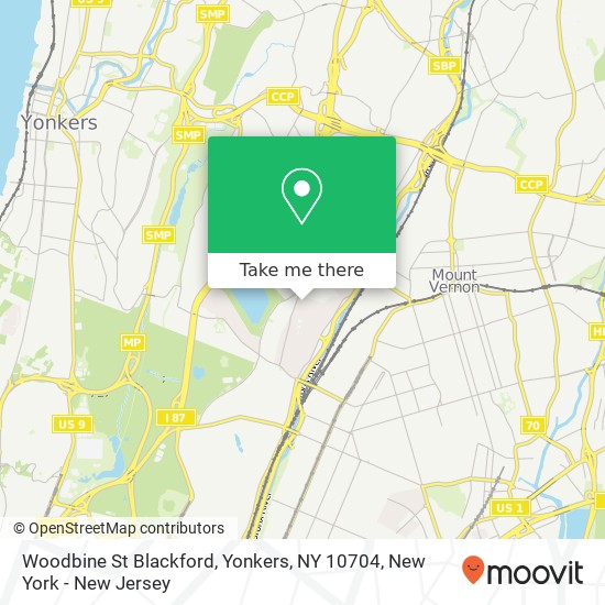 Mapa de Woodbine St Blackford, Yonkers, NY 10704