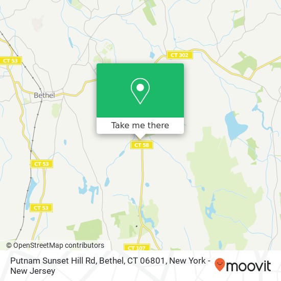 Mapa de Putnam Sunset Hill Rd, Bethel, CT 06801