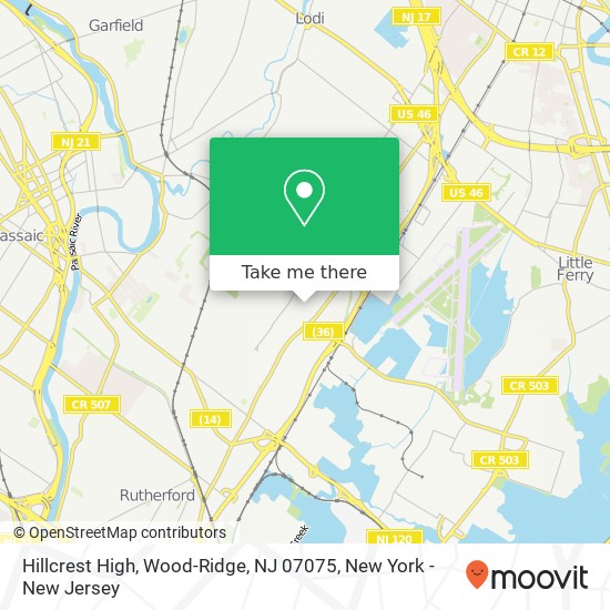 Mapa de Hillcrest High, Wood-Ridge, NJ 07075