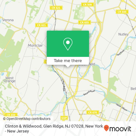 Mapa de Clinton & Wildwood, Glen Ridge, NJ 07028