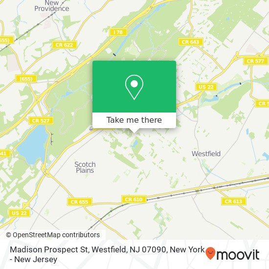Mapa de Madison Prospect St, Westfield, NJ 07090