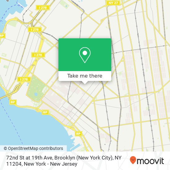 Mapa de 72nd St at 19th Ave, Brooklyn (New York City), NY 11204