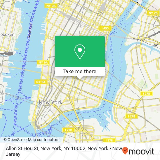 Mapa de Allen St Hou St, New York, NY 10002