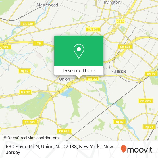 Mapa de 630 Sayre Rd N, Union, NJ 07083