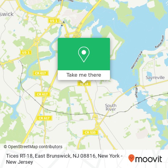 Mapa de Tices RT-18, East Brunswick, NJ 08816