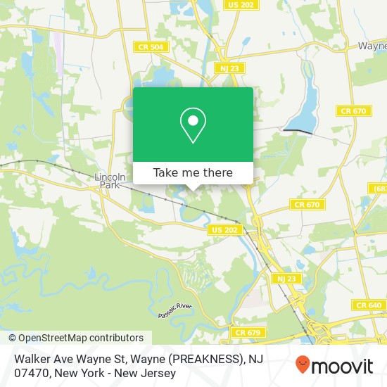 Mapa de Walker Ave Wayne St, Wayne (PREAKNESS), NJ 07470
