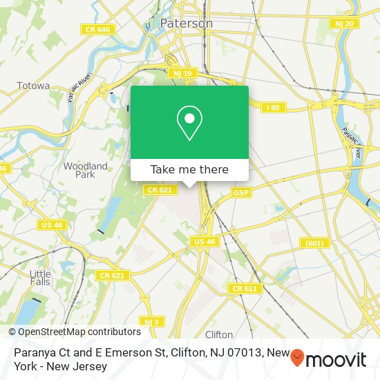 Mapa de Paranya Ct and E Emerson St, Clifton, NJ 07013