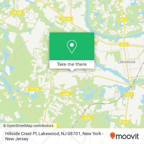 Mapa de Hillside Crest Pl, Lakewood, NJ 08701