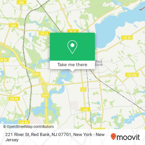 Mapa de 221 River St, Red Bank, NJ 07701