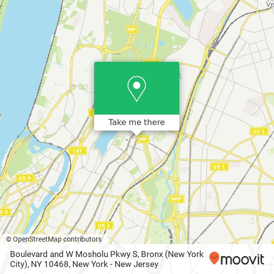 Mapa de Boulevard and W Mosholu Pkwy S, Bronx (New York City), NY 10468