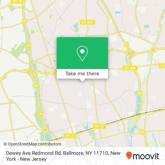 Mapa de Dewey Ave Redmond Rd, Bellmore, NY 11710