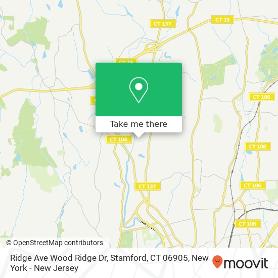 Mapa de Ridge Ave Wood Ridge Dr, Stamford, CT 06905